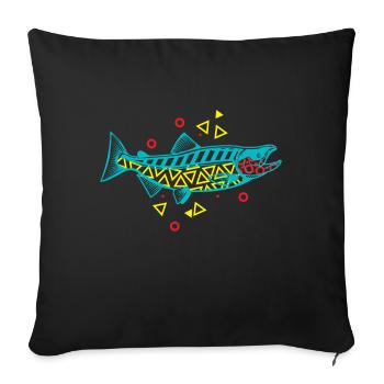 Salmon Fishing Adventure Fishing Experience - Sofa pillowcase 17,3'' x 17,3'' (45 x 45 cm) - black - Front