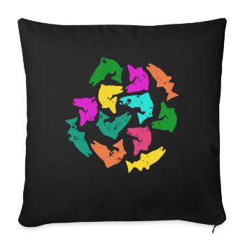 Saumon Expérience de pêche au saumon - Housse de coussin décorative 45 x 45 cm - noir - Devant