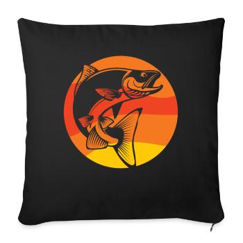 Expérience de pêche rétro au saumon - Housse de coussin décorative 45 x 45 cm - noir - Devant