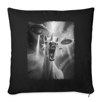 Unicorn Horse UFO Alien Alien Selfie - Sofa pillowcase 17,3'' x 17,3'' (45 x 45 cm) - black - Front