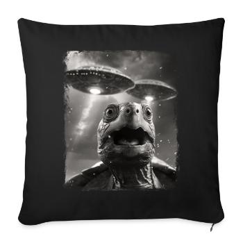 tortue tortue de mer OVNI extraterrestre Außerirdis - Housse de coussin décorative 45 x 45 cm - noir - Devant