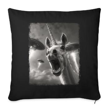 Unicorn Horse UFO Alien Alien Selfie - Sofa pillowcase 17,3'' x 17,3'' (45 x 45 cm) - black - Front