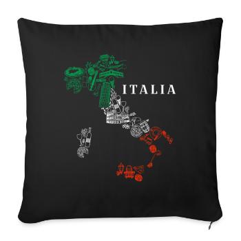 Carte de l’Italie Italien Italien - Housse de coussin décorative 45 x 45 cm - noir - Devant