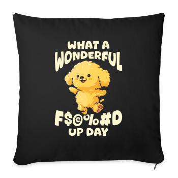 Golden Doodle Fucked Up Day - Sofa pillowcase 17,3'' x 17,3'' (45 x 45 cm) - black - Front