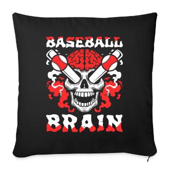 Crâne de baseball Cerveau de baseball - Housse de coussin décorative 45 x 45 cm - noir - Devant