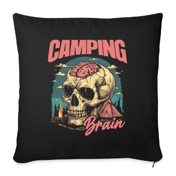 Tent Camping Camping Skull Camping Brain - Sofa pillowcase 17,3'' x 17,3'' (45 x 45 cm) - black - Front