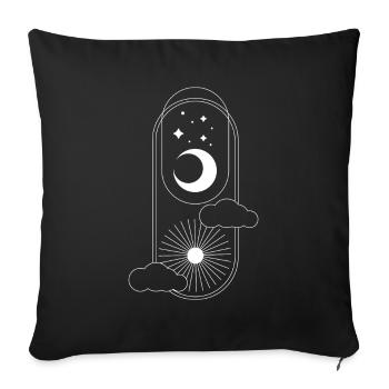 Soleil et Lune Nuages Étoiles Univers - Housse de coussin décorative 45 x 45 cm - noir - Devant