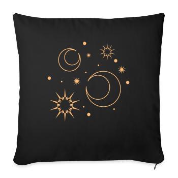 Univers des étoiles du soleil et de la lune - Housse de coussin décorative 45 x 45 cm - noir - Devant