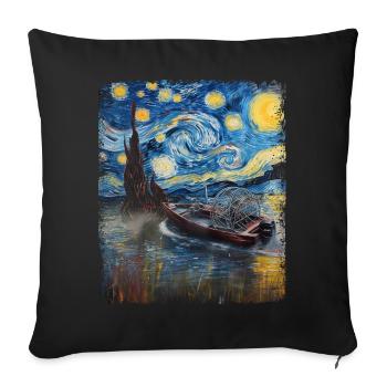 Luftboot Luftbootfahren Sternennacht Malerei - Sofakissenbezug 45 x 45 cm - Schwarz - Vorne