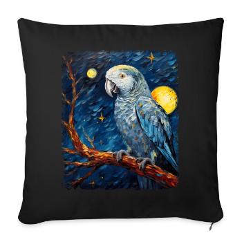 Africain Africain Perroquet Gris Oiseau Nuit Étoilée Peinture - Housse de coussin décorative 45 x 45 cm - noir - Devant