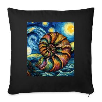 Ammonit Fossil Paläontologe Sternennacht Malerei - Sofakissenbezug 45 x 45 cm - Schwarz - Vorne