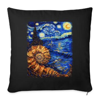Ammonit Fossil Paläontologe Sternennacht Malerei - Sofakissenbezug 45 x 45 cm - Schwarz - Vorne