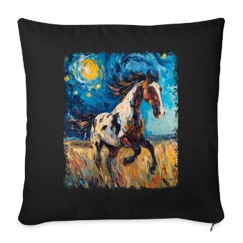 Appaloosa Cheval Nuit étoilée Peinture - Housse de coussin décorative 45 x 45 cm - noir - Devant
