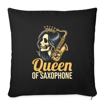 Saxophone Saxophone Skull Queen Of Saxophone - Sofa pillowcase 17,3'' x 17,3'' (45 x 45 cm) - black - Front