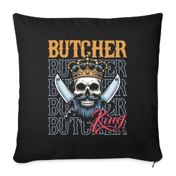 Fleischer Metzger Schlachter Schädel - Sofakissenbezug 45 x 45 cm - Schwarz - Vorne