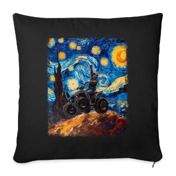 Atv Quad 4 roues Nuit étoilée Peinture - Housse de coussin décorative 45 x 45 cm - noir - Devant