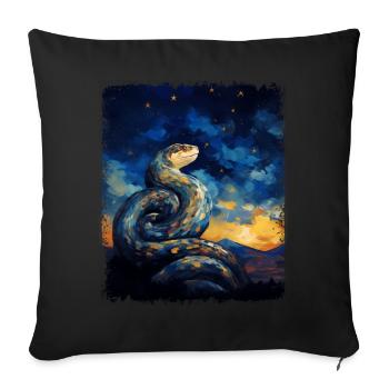 Kugelpython Schlange Sternennacht Gemälde - Sofakissenbezug 45 x 45 cm - Schwarz - Vorne