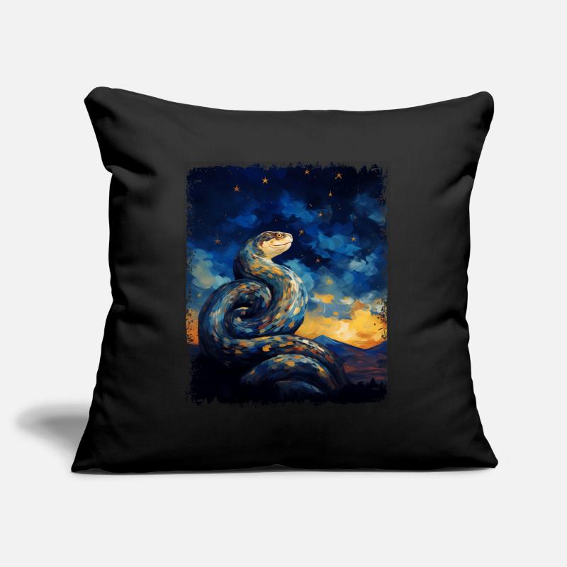 Peinture de nuit étoilée de serpent de python royal Housse de coussin décorative 45 x 45 cm