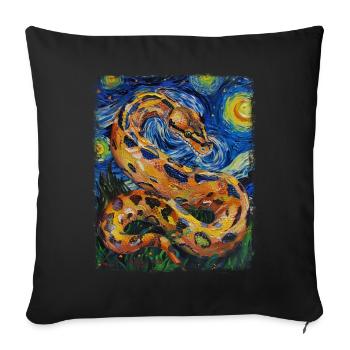 Kugelpython Schlange Sternennacht Gemälde - Sofakissenbezug 45 x 45 cm - Schwarz - Vorne