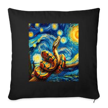 Kugelpython Schlange Sternennacht Gemälde - Sofakissenbezug 45 x 45 cm - Schwarz - Vorne