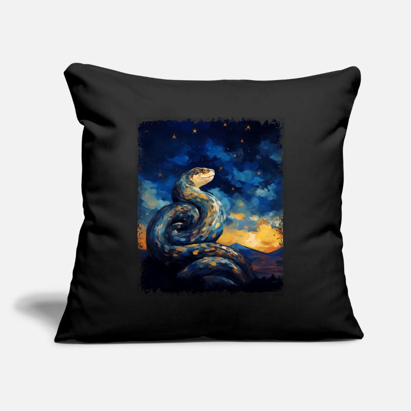 Peinture de nuit étoilée de serpent de python royal Housse de coussin décorative 45 x 45 cm