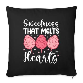 Cotton candy Candy for the heart Snacking sugar - Sofa pillowcase 17,3'' x 17,3'' (45 x 45 cm) - black - Front