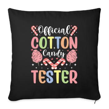 Official Cotton Candy Tester Sweets - Sofa pillowcase 17,3'' x 17,3'' (45 x 45 cm) - black - Front