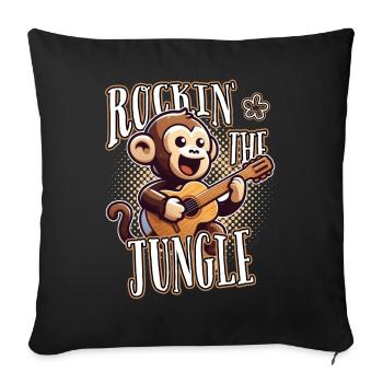 Rockin' The Jungle: Funny Monkey with Guitar - Sofa pillowcase 17,3'' x 17,3'' (45 x 45 cm) - black - Front