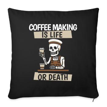 Barista Café Squelette - Housse de coussin décorative 45 x 45 cm - noir - Devant