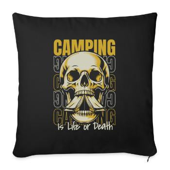 Tent Camping Camping Skull - Sofa pillowcase 17,3'' x 17,3'' (45 x 45 cm) - black - Front