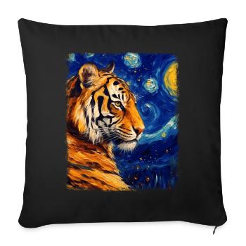 Chat du Bengale Nuit étoilée Peinture - Housse de coussin décorative 45 x 45 cm - noir - Devant