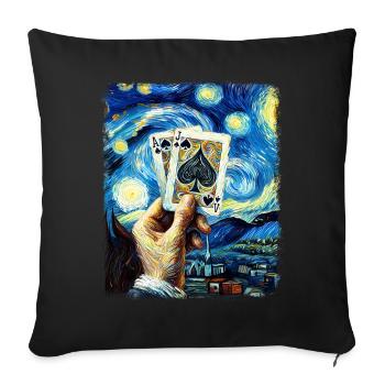 Blackjack Cartes de jeu Nuit étoilée Peinture - Housse de coussin décorative 45 x 45 cm - noir - Devant