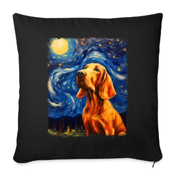 Bloodhound chien Nuit étoilée peinture - Housse de coussin décorative 45 x 45 cm - noir - Devant