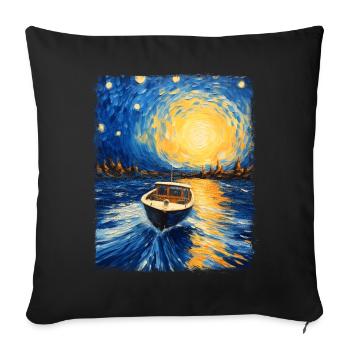 Bateau Conducteur Batelier Nuit étoilée Ge - Housse de coussin décorative 45 x 45 cm - noir - Devant