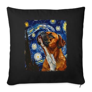 Boxer Dog Starry Night Painting - Sofa pillowcase 17,3'' x 17,3'' (45 x 45 cm) - black - Front