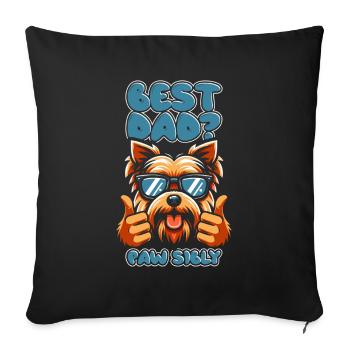Yorkshire Terrier Père Meilleur Papa Pawsibly - Housse de coussin décorative 45 x 45 cm - noir - Devant