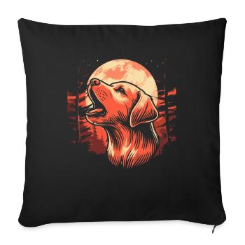 Hurlement de la lune du Labrador - Housse de coussin décorative 45 x 45 cm - noir - Devant