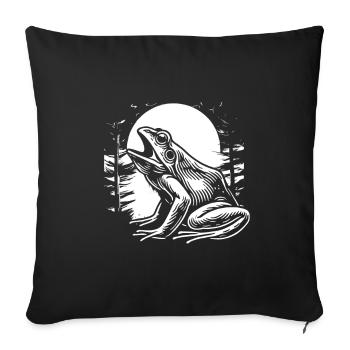 Grenouille Crapaud Lune Hurlement - Housse de coussin décorative 45 x 45 cm - noir - Devant