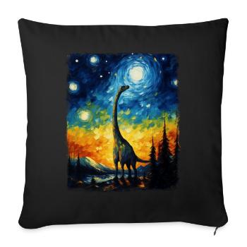 Brachiosaure dinosaure Nuit étoilée Peinture - Housse de coussin décorative 45 x 45 cm - noir - Devant