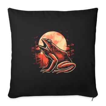 Grenouille Crapaud Lune Hurlement - Housse de coussin décorative 45 x 45 cm - noir - Devant
