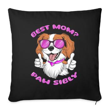 Roi Charles Cavalier Mère Meilleure Maman Pawsibly - Housse de coussin décorative 45 x 45 cm - noir - Devant