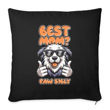 Old English Shepherd Bobtail Mother - Sofa pillowcase 17,3'' x 17,3'' (45 x 45 cm) - black - Front
