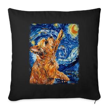 Brussels Griffon Dog Starry Night Painting - Sofa pillowcase 17,3'' x 17,3'' (45 x 45 cm) - black - Front