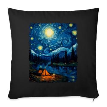 Camping Camper Tent Starry Night Painting - Sofa pillowcase 17,3'' x 17,3'' (45 x 45 cm) - black - Front