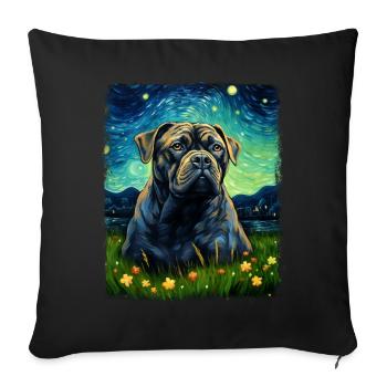 Cane Corso Chien Nuit étoilée Peinture - Housse de coussin décorative 45 x 45 cm - noir - Devant