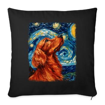 Irish Setter Hund Sternennacht Gemälde - Sofakissenbezug 45 x 45 cm - Schwarz - Vorne
