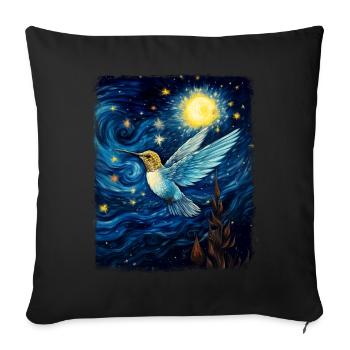 Colibri Peinture Nuit Étoilée - Housse de coussin décorative 45 x 45 cm - noir - Devant
