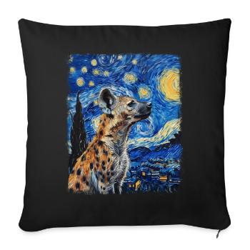 Hyena African Animal Starry Night Painting - Sofa pillowcase 17,3'' x 17,3'' (45 x 45 cm) - black - Front