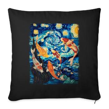 Koi Poisson Carpe Nishikigoi Japon Nuit étoilée Ma - Housse de coussin décorative 45 x 45 cm - noir - Devant