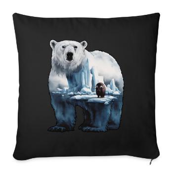 Majestic Polar Bear in the Arctic Art - Sofa pillowcase 17,3'' x 17,3'' (45 x 45 cm) - black - Front